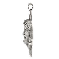 Load image into Gallery viewer, Sterling Silver Hollow Satin Antiqued Jesus Cross Medal
