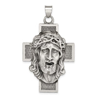 Load image into Gallery viewer, Sterling Silver Hollow Satin Antiqued Jesus Cross Medal
