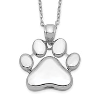 Load image into Gallery viewer, Sterling Silver Rhodium-plated Paw Print Ash Holder 18in Necklace
