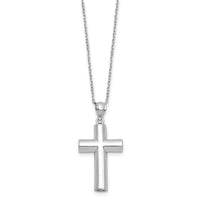 Load image into Gallery viewer, Sterling Silver Rhodium-plated Cross Ash Holder 18in Necklace
