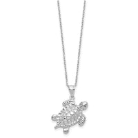 Load image into Gallery viewer, Sterling Silver Rhodium-plated Polished Turtle Ash Holder 18 inch Necklace
