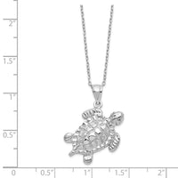 Load image into Gallery viewer, Sterling Silver Rhodium-plated Polished Turtle Ash Holder 18 inch Necklace

