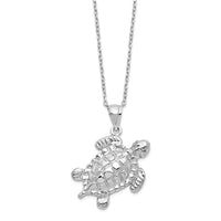 Load image into Gallery viewer, Sterling Silver Rhodium-plated Polished Turtle Ash Holder 18 inch Necklace
