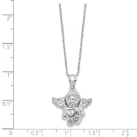 Load image into Gallery viewer, Sterling Silver RH-pltd CZ April Birthstone Angel Ash Holder 18in Necklace
