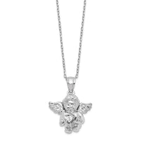 Load image into Gallery viewer, Sterling Silver RH-pltd CZ April Birthstone Angel Ash Holder 18in Necklace
