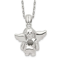 Load image into Gallery viewer, Sterling Silver RH-pltd CZ Aug Birthstone Angel Ash Holder 18in Necklace

