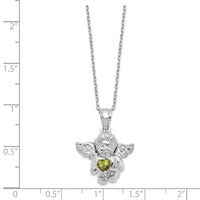 Load image into Gallery viewer, Sterling Silver RH-pltd CZ Aug Birthstone Angel Ash Holder 18in Necklace
