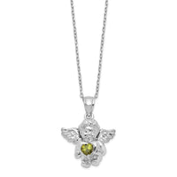 Load image into Gallery viewer, Sterling Silver RH-pltd CZ Aug Birthstone Angel Ash Holder 18in Necklace
