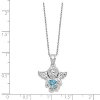 Load image into Gallery viewer, Sterling Silver RH-pltd CZ Dec Birthstone Angel Ash Holder 18in Necklace
