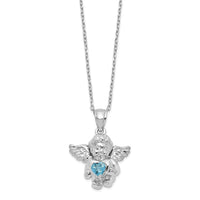 Load image into Gallery viewer, Sterling Silver RH-pltd CZ Dec Birthstone Angel Ash Holder 18in Necklace
