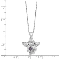 Load image into Gallery viewer, Sterling Silver RH-pltd CZ Feb Birthstone Angel Ash Holder 18in Necklace
