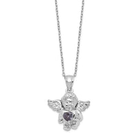 Load image into Gallery viewer, Sterling Silver RH-pltd CZ Feb Birthstone Angel Ash Holder 18in Necklace

