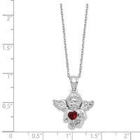 Load image into Gallery viewer, Sterling Silver RH-pltd CZ Jan Birthstone Angel Ash Holder 18in Necklace
