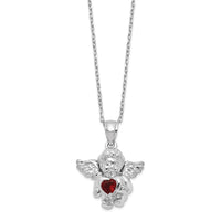 Load image into Gallery viewer, Sterling Silver RH-pltd CZ Jan Birthstone Angel Ash Holder 18in Necklace
