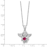 Load image into Gallery viewer, Sterling Silver RH-pltd CZ July Birthstone Angel Ash Holder 18in Necklace
