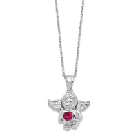 Load image into Gallery viewer, Sterling Silver RH-pltd CZ July Birthstone Angel Ash Holder 18in Necklace
