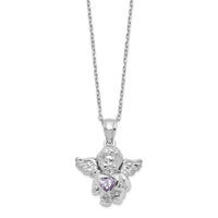 Load image into Gallery viewer, Sterling Silver RH-pltd CZ June Birthstone Angel Ash Holder 18in Necklace
