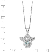 Load image into Gallery viewer, Sterling Silver RH-pltd CZ Mar Birthstone Angel Ash Holder 18in Necklace
