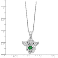 Load image into Gallery viewer, Sterling Silver RH-pltd CZ May Birthstone Angel Ash Holder 18in Necklace
