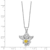 Load image into Gallery viewer, Sterling Silver RH-pltd CZ Nov Birthstone Angel Ash Holder 18in Necklace
