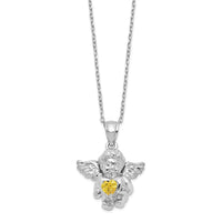 Load image into Gallery viewer, Sterling Silver RH-pltd CZ Nov Birthstone Angel Ash Holder 18in Necklace
