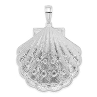 Load image into Gallery viewer, De-Ani Sterling Silver Rhodium-Plated Diamond-Cut Large Scallop Shell Pendant

