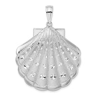 Load image into Gallery viewer, De-Ani Sterling Silver Rhodium-Plated Diamond-Cut Large Scallop Shell Pendant
