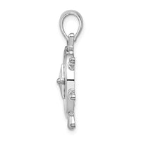 Load image into Gallery viewer, De-Ani Sterling Silver Rhodium-Plated Polished Ships Wheel with Compass Pendant

