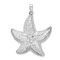 Load image into Gallery viewer, De-Ani Sterling Silver Rhodium-plated Polished Diamond-Cut Large Starfish Pendant
