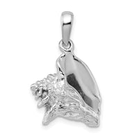 Load image into Gallery viewer, De-Ani Sterling Silver Rhodium-Plated Polished 3D Conch Shell Pendant
