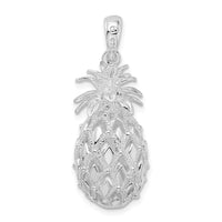 Load image into Gallery viewer, De-Ani Sterling Silver Rhodium-Plated Polished 3D Cut-Out Large Pineapple Pendant
