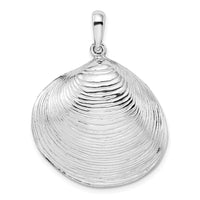 Load image into Gallery viewer, De-Ani Sterling Silver Rhodium-Plated Polished 3D Large Clam Shell Pendant
