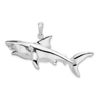 Load image into Gallery viewer, De-Ani Sterling Silver Rhodium-Plated Polished 3D Shark Pendant
