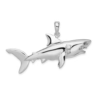 Load image into Gallery viewer, De-Ani Sterling Silver Rhodium-Plated Polished 3D Shark Pendant
