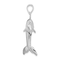 Load image into Gallery viewer, De-Ani Sterling Silver Rhodium-Plated Polished 3D Jumping Dolphin Pendant
