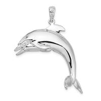 Load image into Gallery viewer, De-Ani Sterling Silver Rhodium-Plated Polished 3D Jumping Dolphin Pendant
