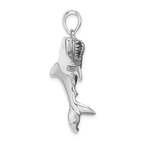 Load image into Gallery viewer, De-Ani Sterling Silver Rhodium-Plated Polished 3D Swimming Shark Pendant
