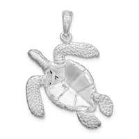 Load image into Gallery viewer, De-Ani Sterling Silver Rhodium-Plated Polished Large Swimming Sea Turtle Pendant
