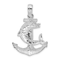 Load image into Gallery viewer, De-Ani Sterling Silver Rhodium-plated Polished Large Dolphin and Anchor Pendant
