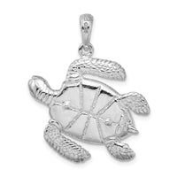 Load image into Gallery viewer, De-Ani Sterling Silver Rhodium-Plated Polished 3D Large Sea Turtle Pendant
