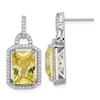 Cheryl M Sterling Silver Rhodium-plated Fancy Yellow Checkerboard-cut and White Brilliant-cut CZ Post Dangle Earrings