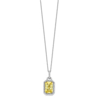 Load image into Gallery viewer, Cheryl M Sterling Silver Rhodium-plated Fancy Yellow Checkerboard-cut and White Brilliant-cut CZ 18 Inch Necklace
