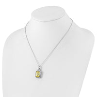 Load image into Gallery viewer, Cheryl M Sterling Silver Rhodium-plated Fancy Yellow Checkerboard-cut and White Brilliant-cut CZ 18 Inch Necklace
