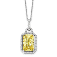 Load image into Gallery viewer, Cheryl M Sterling Silver Rhodium-plated Fancy Yellow Checkerboard-cut and White Brilliant-cut CZ 18 Inch Necklace
