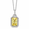 Cheryl M Sterling Silver Rhodium-plated Fancy Yellow Checkerboard-cut and White Brilliant-cut CZ 18 Inch Necklace