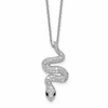 Cheryl M Sterling Silver Rhodium-plated Polished Black and White CZ Snake 16 Inch with 2 Inch Extension Necklace
