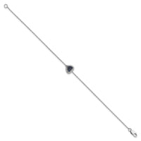 Load image into Gallery viewer, Sterling Silver Rhodium Diam. &amp; Sapphire Heart Bracelet
