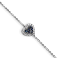 Load image into Gallery viewer, Sterling Silver Rhodium Diam. &amp; Sapphire Heart Bracelet
