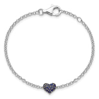 Load image into Gallery viewer, Sterling Silver Rhodium Diam. &amp; Sapphire Heart Bracelet
