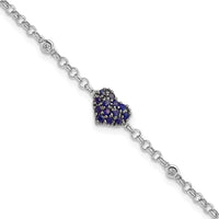 Load image into Gallery viewer, Sterling Silver Rhodium Diam. &amp; Sapphire Heart Bracelet
